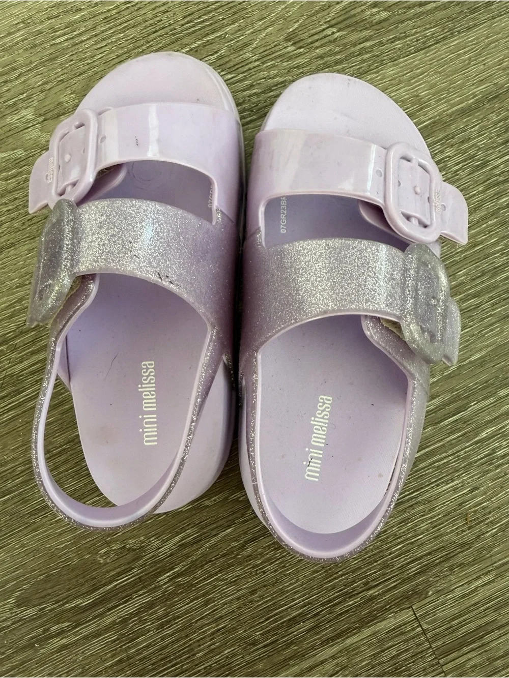 Mini Melissa Lilac Glitter Strap Buckle Sandals